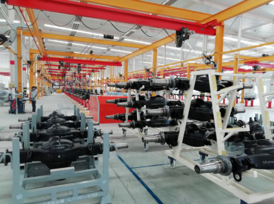 Automatic assembly line of front, middle and rear axle assembly of heavy truck